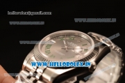 Rolex Datejust 37mm Swiss ETA 2836 Automatic Movement Steel Case with Steel Bezel Grey Dial Green Roman Steel Strap