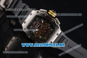 Richard Mille RM 011 Felipe Massa Flyback Swiss Valjoux 7750 Automatic Steel Case with Skeleton Dial and Black Rubber Strap Arabic Numeral Markers