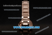 Cartier Ballon Bleu De Small Swiss Quartz Rose Gold Case/Bracelet with Silver Dial and Black Roman Numeral Markers - Diamonds Bezel