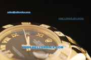 Rolex Datejust Automatic Movement Full Gold with Black Dial and Diamond Bezel-ETA Coating Case