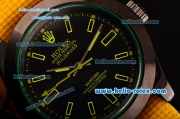 Rolex Milgauss SE Stealth Yellow Asia 2813 Automatic PVD Case Yellow Nylon Strap with Black Dial Yellow Stick Markers