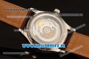 Longines Master 2824 Auto Steel Case with White Dial and Brown Leather Strap