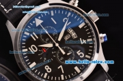 IWC Big Pilot Chronograph Miyota OS20 Quartz Steel Case with Black Dial and White Numeral Markers