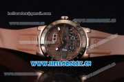 Ulysse Nardin Executive Dual Time & Big Date Asia ST25 Automatic Rose Gold Case Brown Dial White Markers and Brown Rubber Strap