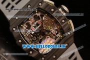 Richard Mille RM 11-09 Chrono Swiss Valjoux 7750 Automatic Carbon Fiber Case with Skeleton Dial Arabic Numeral and White Rubber Strap - 1:1 Original(KV)