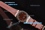 Audemars Piguet Royal Oak Lady Miyota OS2035 Quartz Steel Case with Brown Rubber Strap Brown Grid Dial and Brown Rubber Strap