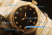 Omega Constellation Swiss Quartz Steel Case with Diamond Bezel and Black Dial-Diamond Markers