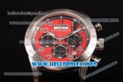 Tudor Fastrider Miyota OS20 Quartz Steel Case with Red Dial and Silver Arabic Numeral Markers