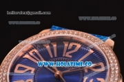 Blancpain Women Ladybird Ultraplate Miyota 9015 Automatic Rose Gold Case with Diamonds Bezel and Blue Dial (G5)