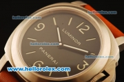 Panerai Luminor Base Pam 112 H Swiss ETA 6497 Manual Winding Titanium Case with Black Dial and Brown Leather Strap-1:1 Original