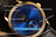 Omega De Ville Co-Axial Swiss ETA 2824 Automatic Yellow Gold Case with Blue Dial and Roman Numeral Markers