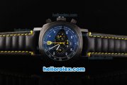 Ferrari Chronograph Quartz Movement PVD Case with Yellow Dial and White Marker-Black Leather Strap