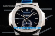 Patek Philippe Nautilus Annual Calendar Miyota 9015 Automatic Steel Case with Blue Dial Black Leather Strap and Stick Markers