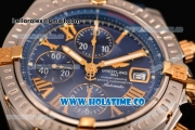 Breitling Chronomat Evolution Swiss Valjoux 7750 Automatic Steel Case with Blue Dial and Yellow Gold Roman Numeral Markers (BP)