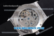 Hublot Classic Fusion Skeleton Asia Automatic Steel Case with Skeleton Dial Diamonds Bezel and Black Rubber Strap