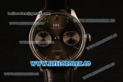 IWC Portuguese Automatic Clone IWC 52010 Automatic Steel Case with Gray Dial and Black Leather Strap - (AAAF)