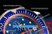 Omega Seamaster Diver 300M Chrono Miyota OS20 Quartz Steel Case with Blue Dial and Red Inner Bezel