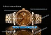 Rolex Datejust 37mm Swiss ETA 2836 Automatic Two Tone with Gold Dial and Diamods Markers Diamonds Bezel