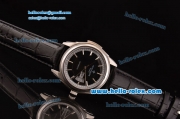 Patek Philippe Calatrava Swiss ETA 2824 Automatic Steel Case with Black Leather Strap Black Dial Stick Markers