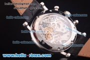 Patek Philippe Chronograph Swiss Valjoux 7750 Manual Winding Movement Steel Case with White Markers and Black Leather Strap