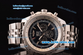 Breitling Bentley 6.75 Big Date Automatic Movement Silver Case with Black Dial and Honeycomb Bezel-SS Strap