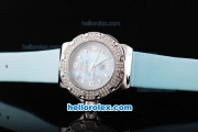 Tag Heuer Formula 1 Quartz Movement Silver Case with Diamond Bezel-Blue Dial and Blue Leather Strap-Lady Size
