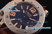 U-Boat Classico U-42 Asia 6497 Manual Winding Steel Case with Black Dial and Orange Markers - ETA Coating