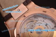 Patek Philippe Nautilus Swiss ETA 2824 Automatic Rose Gold Case with Grey Dial and Brown Leather Strap