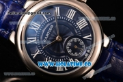 Cartier Ballon Bleu De Small Swiss Quartz Steel Case with Blue Dial White Roman Numeral Markers and Blue Leather Strap