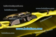 Rolex Submariner Asia 2813 Automatic PVD Case with Yellow Markers Carbon Fiber Dial and Yellow Nylon Strap