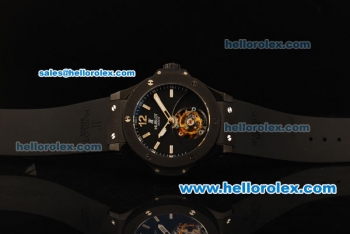 Hublot Big Bang Swiss Tourbillon Automatic Movement PVD Case with Black Dial and Black Rubber Strap