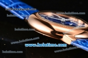 Cartier Ballon Bleu De Medium Chrono Miyota Quartz Rose Gold Case with Blue Dial and White Roman Numeral Markers