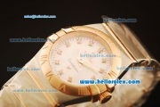 Omega Constellation Swiss Quartz Steel Case with Rose Gold Bezel and White MOP Dial-Diamond Markers
