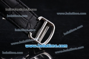 Cartier Ballon Bleu De 45MM Miyota Quartz Steel Case with Black Dial and Black Leather Strap