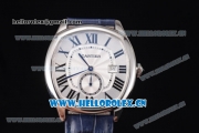 Cartier Drive de Cartier Asia ST16 Automatic Steel Case with Silver Dial Roman Numeral Markers and Blue Leather Strap
