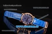 Cartier Rotonde De Asia Manual Winding Rose Gold Case with Blue Dial and White Roman Numeral Markers