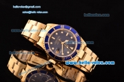 Rolex Submariner Asia 2813 Automatic Yellow Gold Case/Strap with Blue Dial Super LumiNova Markers and Blue Bezel - ETA Coating