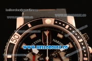 Ulysse Nardin Maxi Marine Diver Chronograph Miyota OS20 Quartz Rose Gold Case with Black Dial White Markers and Black Rubber Strap