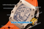 Richard Mille RM11-03 Swiss Valjoux 7750 Automatic Steel Case Skeleton Dial With Arabic Numeral Markers Orange Rubber Strap(KV)