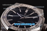 Audemars Piguet Royal Oak 41MM Miyota 9015 Automatic Steel Case with Diamonds Bezel Black Dial and Stick Markers (EF)