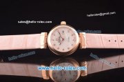 Omega Ladymatic Swiss ETA 2671 Automatic Rose Gold Case with White Stripy Dial and Pink Leather Strap-1:1 Original