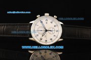 IWC Portuguese Yacht Club Chronograph Miyota Quartz Movement Steel Case with White Dial and Black Leather Strap