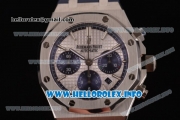 Audemars Piguet Royal Oak QE II CUP 2015 Limited Edition Chrono Swiss Valjoux 7750 Automatic Steel Case with White Dial Stick Markers and Blue Rubber Strap (EF)