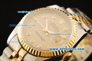 Rolex Datejust Automatic Movement ETA Coating Case with Gold Bezel and Diamond Markers-Two Tone Strap