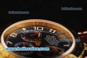 Rolex Daytona Chronograph Swiss Valjoux 7750 Automatic Movement Gold Case with Blue Dial and Brown Leather Strap