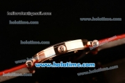 Franck Muller Ronde Miyota Quartz Rose Gold Case with Colorful Stick Markers Diamond Bezel and Red Leather Bracelet