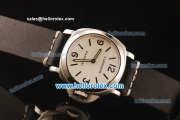 Panerai Luminor Base Pam 112 Asia 6497 Manual Winding Steel Case with White Dial and Black Leather Strap