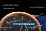 Patek Philippe Calatrava Miyota OS2035 Quartz Rose Gold Case with Blue Dial and Stick Markers