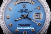 Rolex Day-Date Automatic with Diamond Bezel and Diamonds Marking-Blue Dial