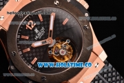 Hublot Big Bang Swiss Tourbillon Automatic Movement Rose Gold Case with Black Dial and Black Rubber Strap (PK)